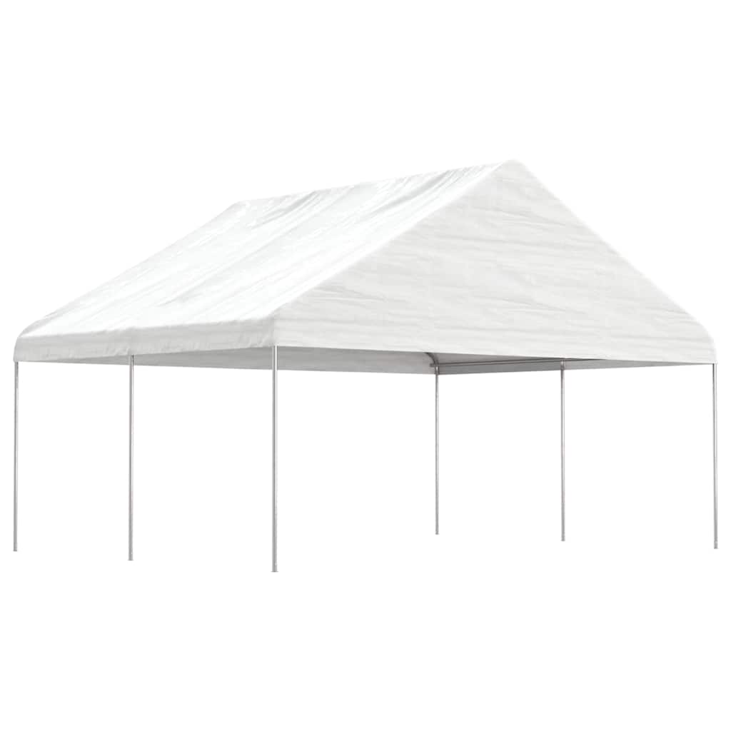 Pavėsinė su stogu, balta, 4,46×5,88×3,75m, polietilenas Pavėsinė su stogu, balta, 4,46x5,88x3,75m, polietilenas - Image 2