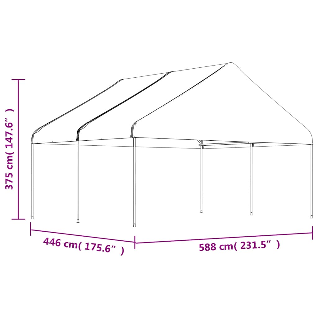 Pavėsinė su stogu, balta, 4,46×5,88×3,75m, polietilenas Pavėsinė su stogu, balta, 4,46x5,88x3,75m, polietilenas - Image 5