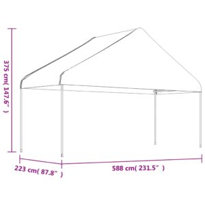 Pavėsinė su stogu, balta, 8,92x5,88x3,75m, polietilenas