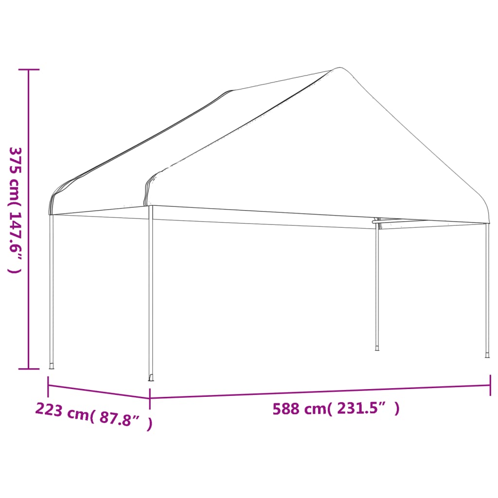 Pavėsinė su stogu, balta, 11,15×5,88×3,75m, polietilenas Pavėsinė su stogu, balta, 11,15x5,88x3,75m, polietilenas