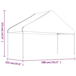 Pavėsinė su stogu, balta, 13,38x5,88x3,75m, polietilenas
