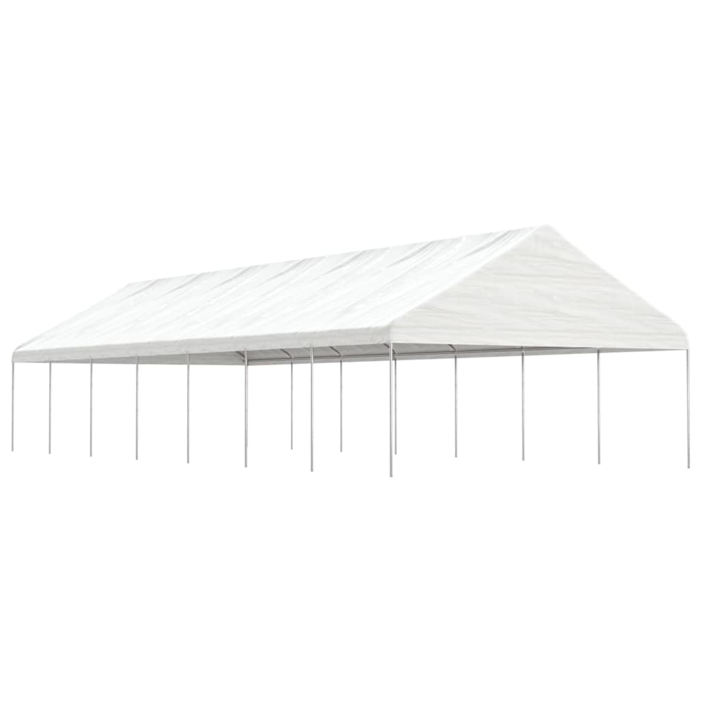 Pavėsinė su stogu, balta, 15,61×5,88×3,75m, polietilenas Pavėsinė su stogu, balta, 15,61x5,88x3,75m, polietilenas - Image 2