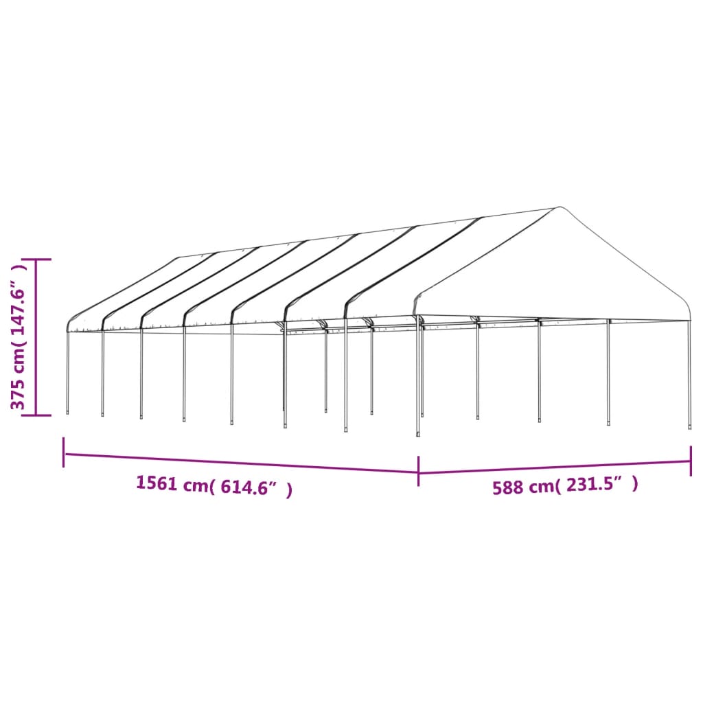Pavėsinė su stogu, balta, 15,61×5,88×3,75m, polietilenas Pavėsinė su stogu, balta, 15,61x5,88x3,75m, polietilenas - Image 5