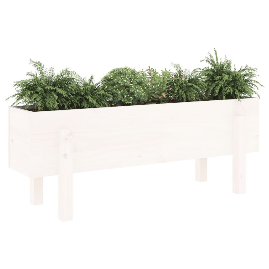 Aukštas sodo lovelis, baltas, 101x30x38cm, pušies masyvas Aukštas sodo lovelis, baltas, 101x30x38cm, pušies masyvas - Image 3