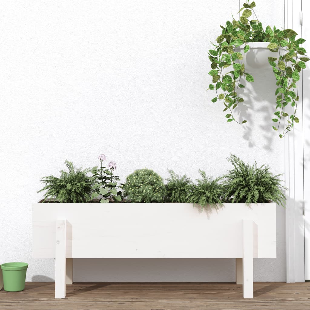 Aukštas sodo lovelis, baltas, 101x30x38cm, pušies masyvas Aukštas sodo lovelis, baltas, 101x30x38cm, pušies masyvas - Image 2
