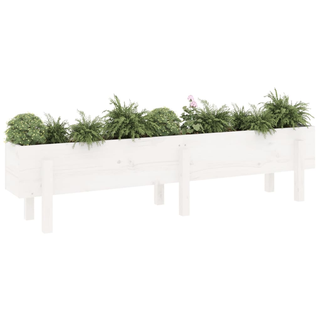 Aukštas sodo lovelis, baltas, 160x30x38cm, pušies masyvas Aukštas sodo lovelis, baltas, 160x30x38cm, pušies masyvas - Image 3