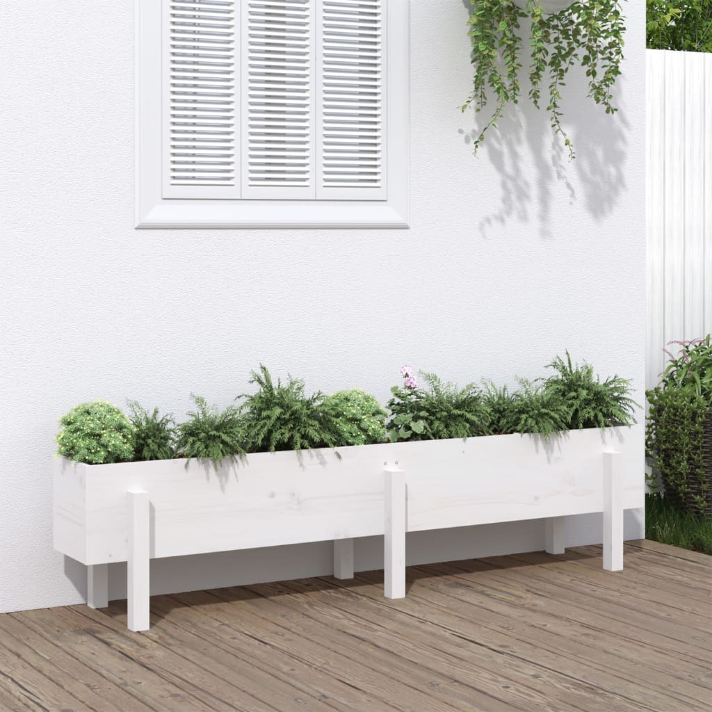 Aukštas sodo lovelis, baltas, 160x30x38cm, pušies masyvas Aukštas sodo lovelis, baltas, 160x30x38cm, pušies masyvas - Image 2