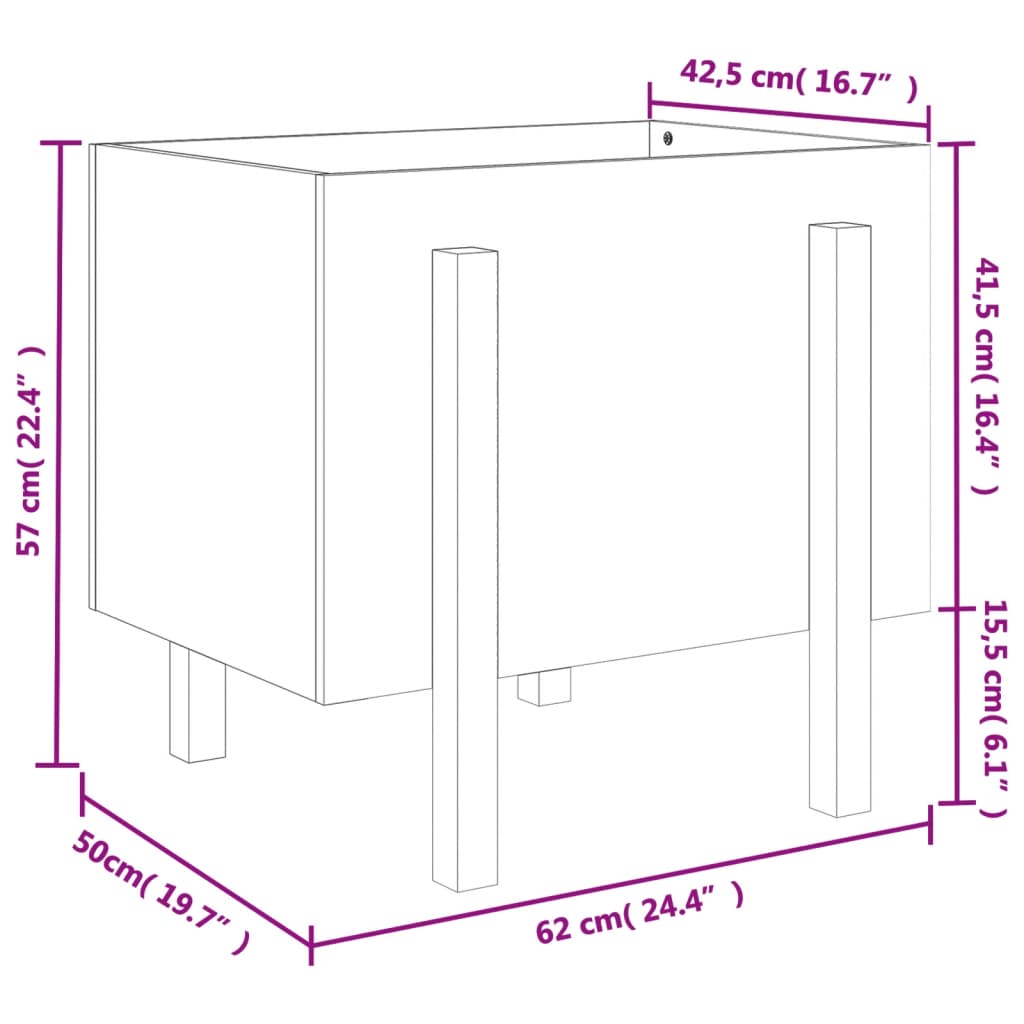 Sodo lovelis, juodas, 62x50x57cm, pušies medienos masyvas Sodo lovelis, juodas, 62x50x57cm, pušies medienos masyvas