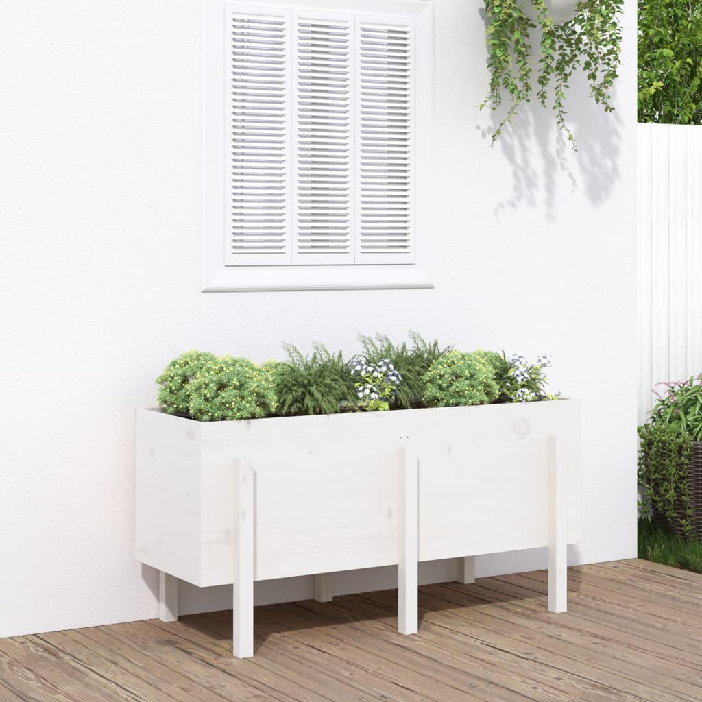 Aukštas sodo lovelis, baltas, 121x50x57cm, pušies masyvas Aukštas sodo lovelis, baltas, 121x50x57cm, pušies masyvas - Image 2