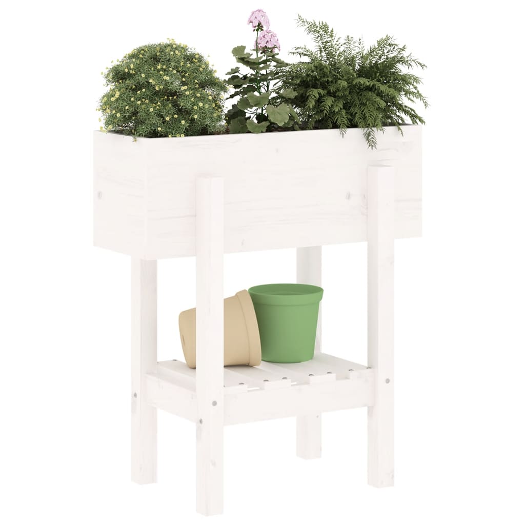 Sodo lovelis, baltas, 62x30x69cm, pušies medienos masyvas Sodo lovelis, baltas, 62x30x69cm, pušies medienos masyvas - Image 3