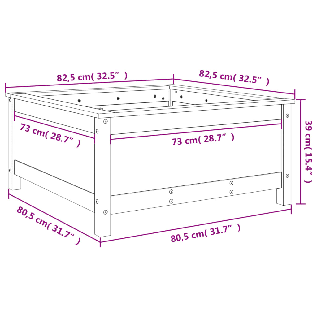 Sodo lovelis, pilkas, 82,5×82,5x39cm, pušies medienos masyvas Sodo lovelis, pilkas, 82,5x82,5x39cm, pušies medienos masyvas