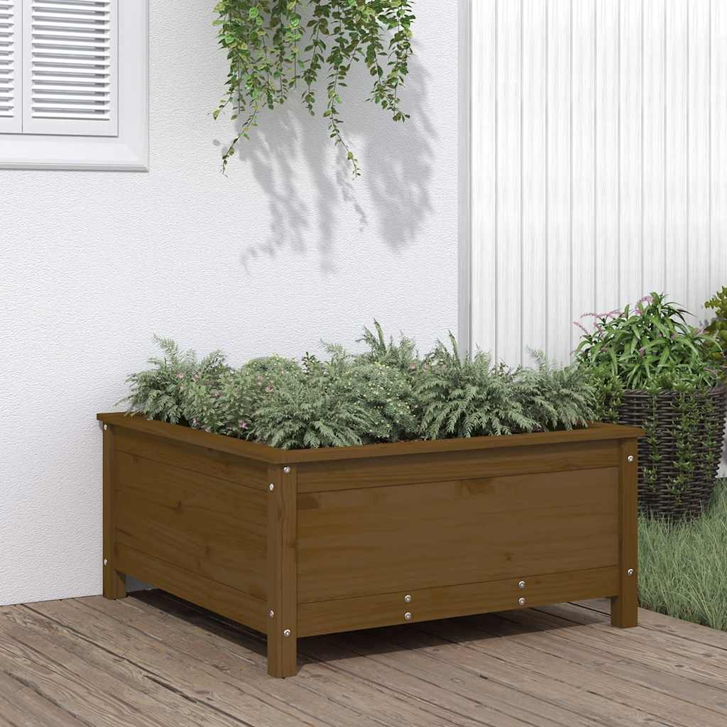 Sodo lovelis, medaus rudas, 82,5×82,5x39cm, pušies masyvas Sodo lovelis, medaus rudas, 82,5x82,5x39cm, pušies masyvas - Image 2