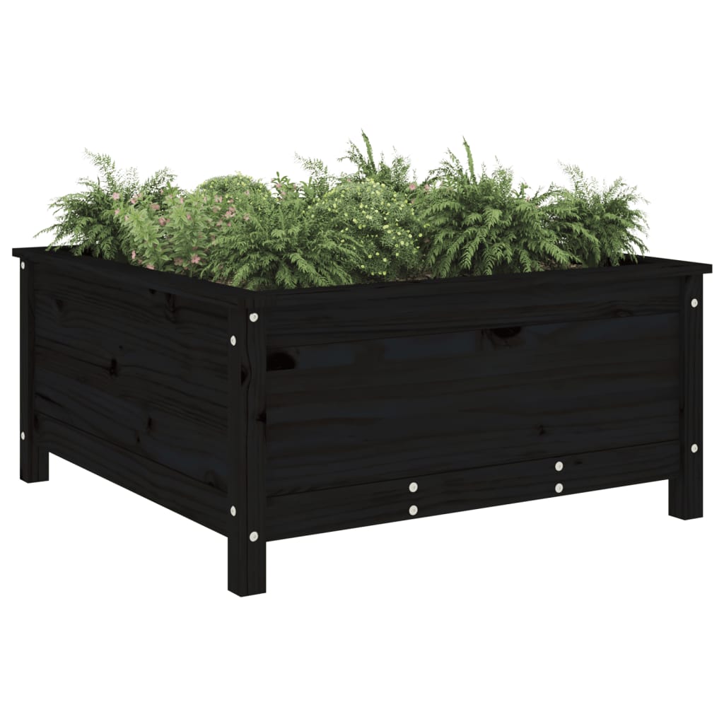Sodo lovelis, juodas, 82,5×82,5x39cm, pušies medienos masyvas Sodo lovelis, juodas, 82,5x82,5x39cm, pušies medienos masyvas - Image 3