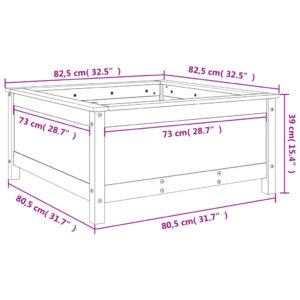 Sodo lovelis, juodas, 82,5x82,5x39cm, pušies medienos masyvas