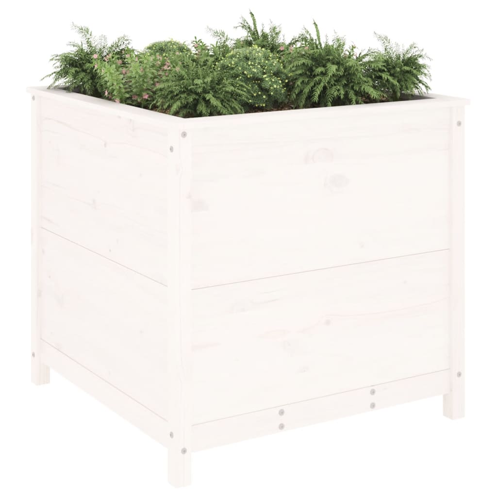 Sodo lovelis, baltas, 82,5×82,5x78cm, pušies medienos masyvas Sodo lovelis, baltas, 82,5x82,5x78cm, pušies medienos masyvas - Image 3