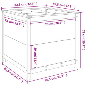 Sodo lovelis, baltas, 82,5x82,5x78cm, pušies medienos masyvas