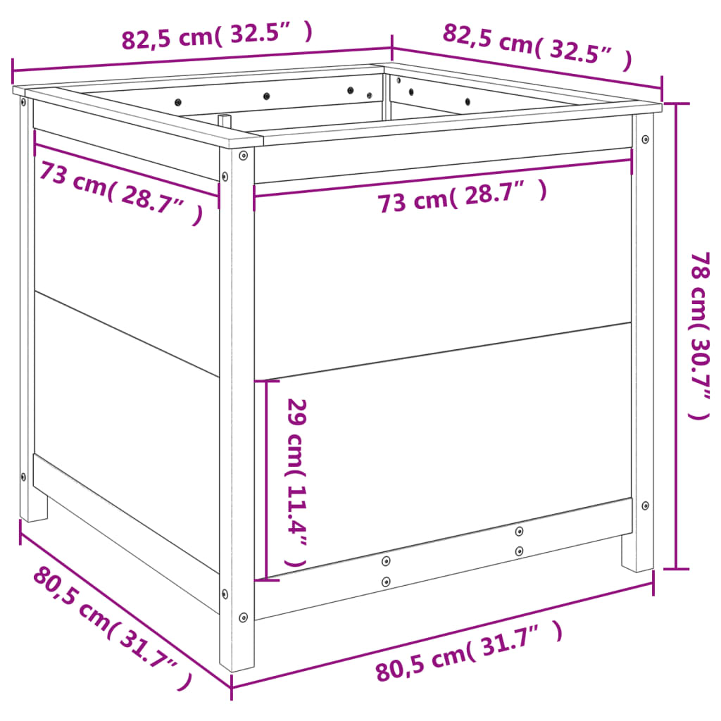 Sodo lovelis, baltas, 82,5×82,5x78cm, pušies medienos masyvas Sodo lovelis, baltas, 82,5x82,5x78cm, pušies medienos masyvas