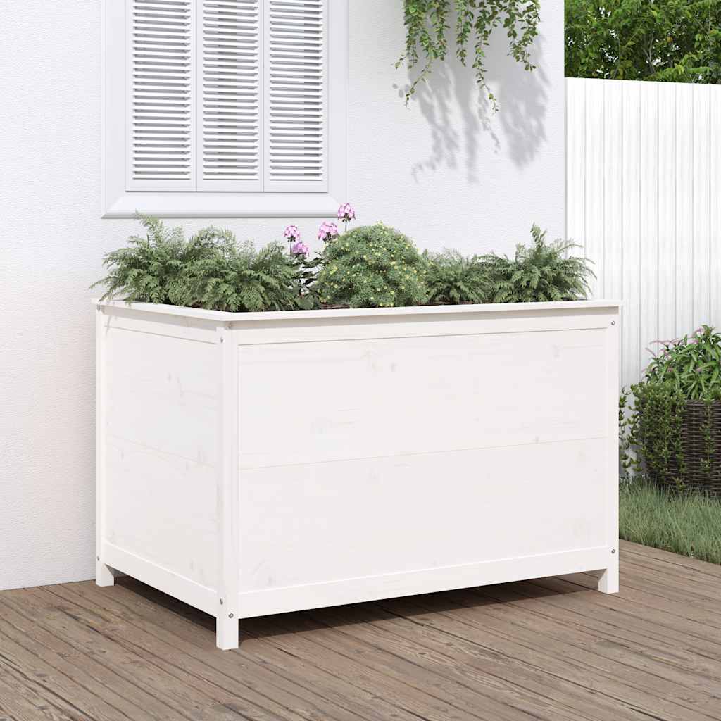 Aukštas sodo lovelis, baltas, 119,5×82,5x78cm, pušies masyvas Aukštas sodo lovelis, baltas, 119,5x82,5x78cm, pušies masyvas - Image 2