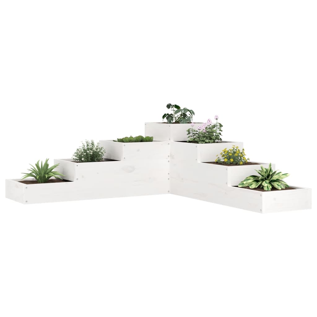 Sodo lovelis, 4 aukštų, baltas, 106×104,5x36cm, pušies masyvas Sodo lovelis, 4 aukštų, baltas, 106x104,5x36cm, pušies masyvas - Image 2