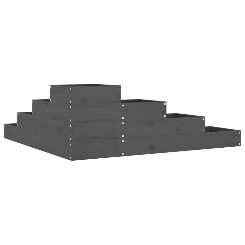 Sodo lovelis, 4 aukštų, pilkas, 106×104,5x36cm, pušies masyvas Sodo lovelis, 4 aukštų, pilkas, 106x104,5x36cm, pušies masyvas - Image 6