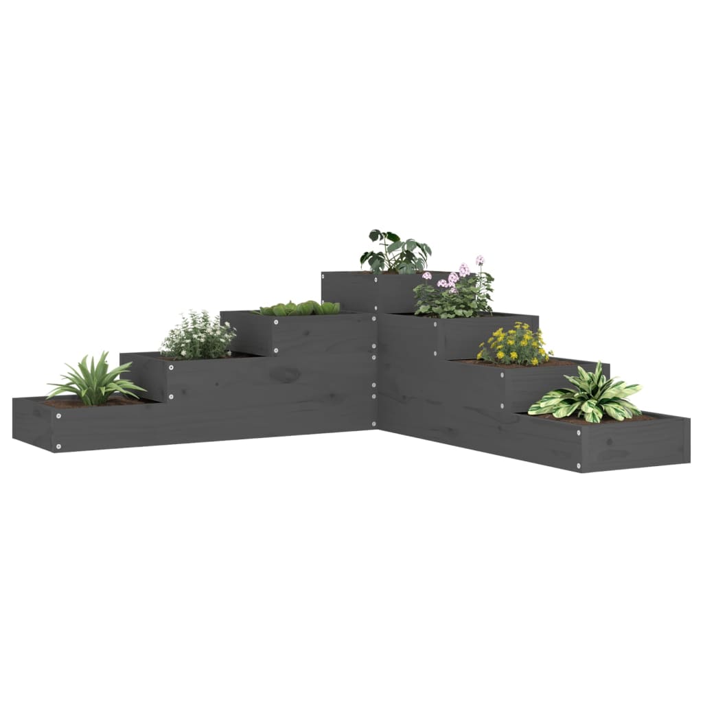 Sodo lovelis, 4 aukštų, pilkas, 106×104,5x36cm, pušies masyvas Sodo lovelis, 4 aukštų, pilkas, 106x104,5x36cm, pušies masyvas - Image 2