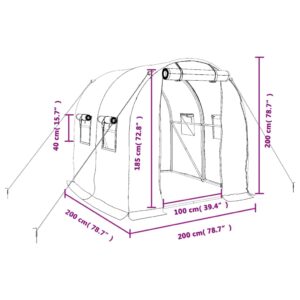 Šiltnamis su plieno rėmu, baltos spalvos, 2x2x2m, 4m²