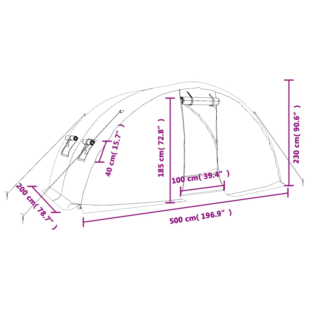 Šiltnamis su plieno rėmu, žalios spalvos, 5x2x2,3m, 10m² Šiltnamis su plieno rėmu, žalios spalvos, 5x2x2,3m, 10m²