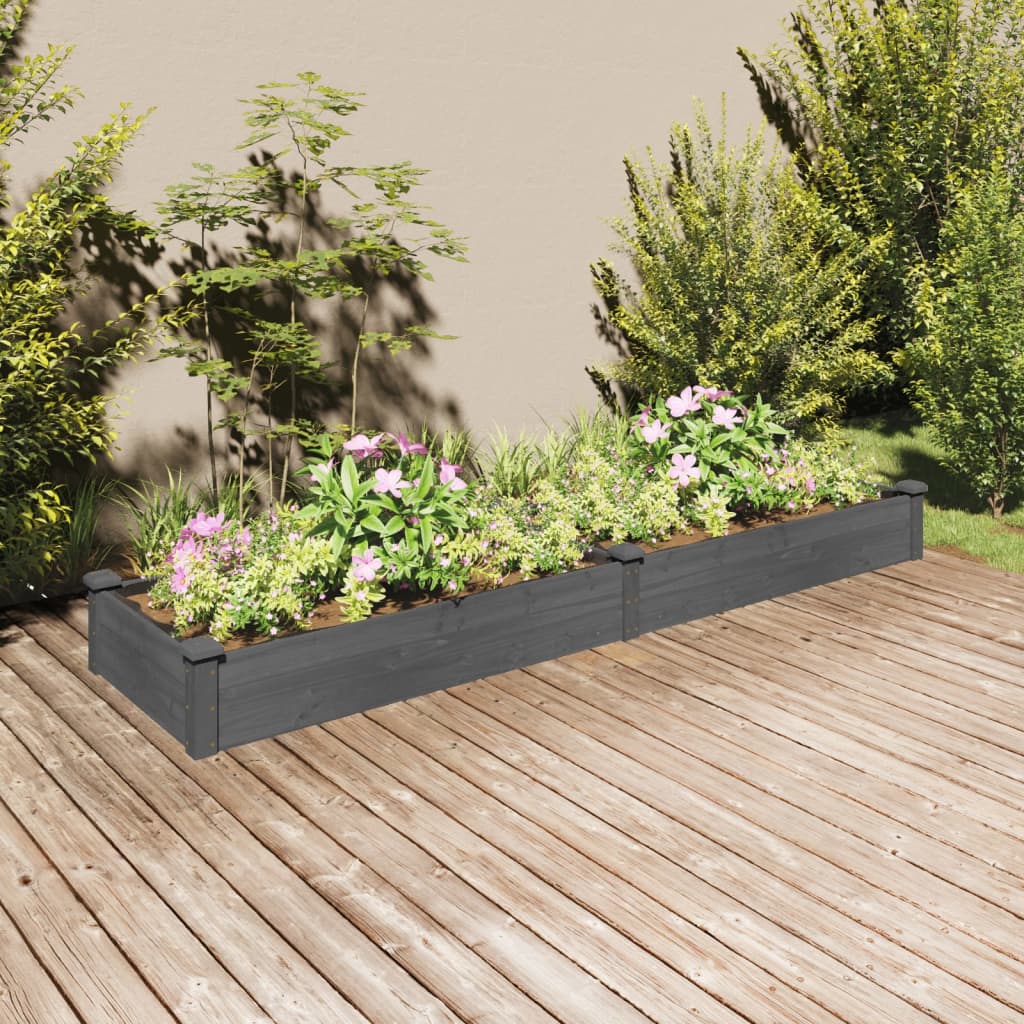 Aukštas sodo lovelis su įdėklu, pilkas, 240x60x25 cm , eglė Aukštas sodo lovelis su įdėklu, pilkas, 240x60x25 cm , eglė - Image 2