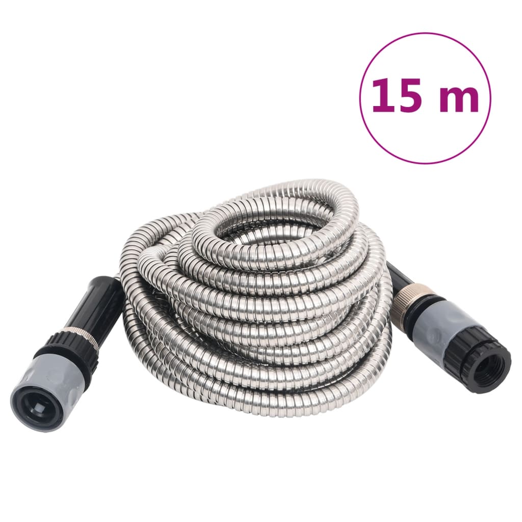 Sodo žarna su purškimo antgaliu, sidabrinė, 0,6″, 15 m, plienas Sodo žarna su purškimo antgaliu, sidabrinė, 0,6", 15 m, plienas - Image 2