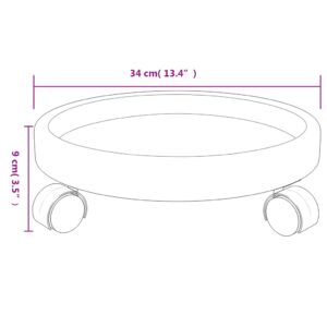 Augalų padėklai su ratukais, 2vnt., pilki, 34cm skersmens, 35kg