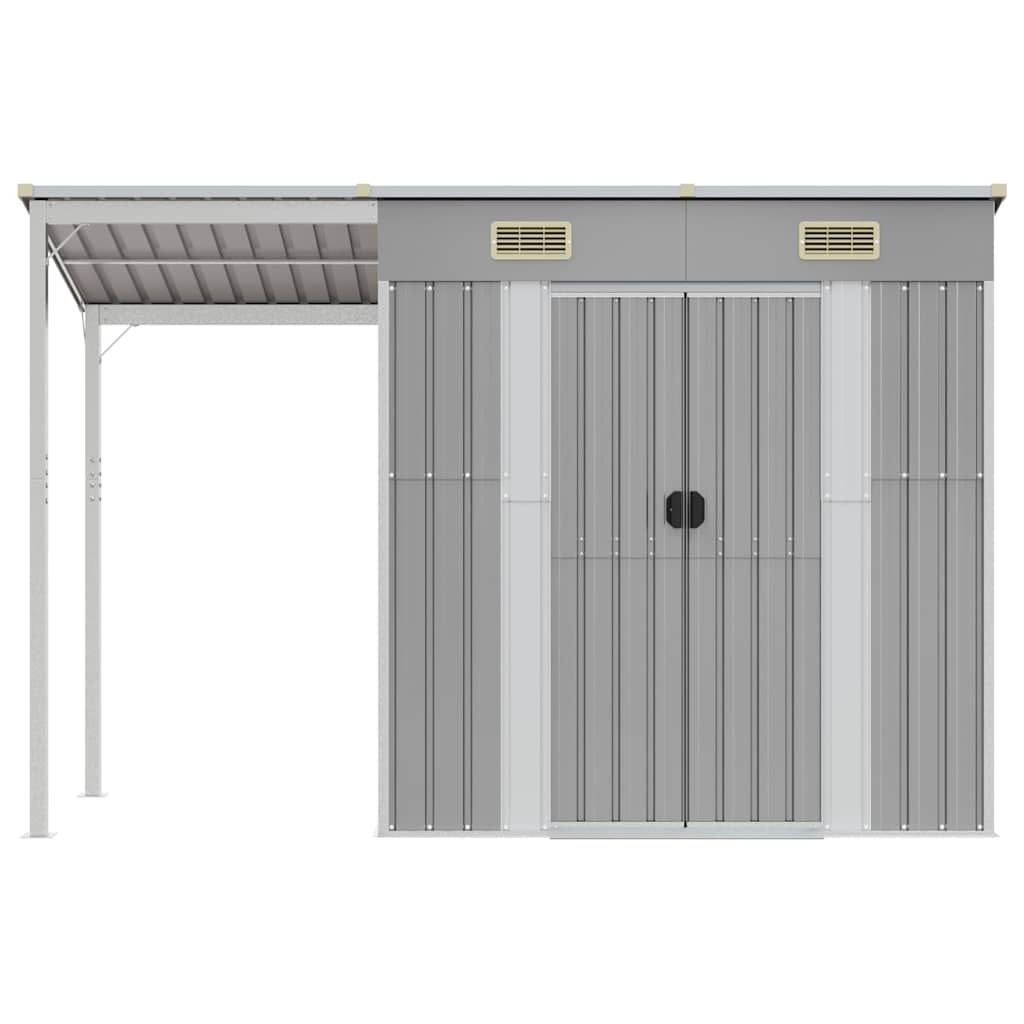 Sodo sandėliukas su prailgintu stogu, šviesiai pilkas, 277x107x181cm, plienas Sodo sandėliukas su prailgintu stogu, šviesiai pilkas, 277x107x181cm, plienas - Image 3