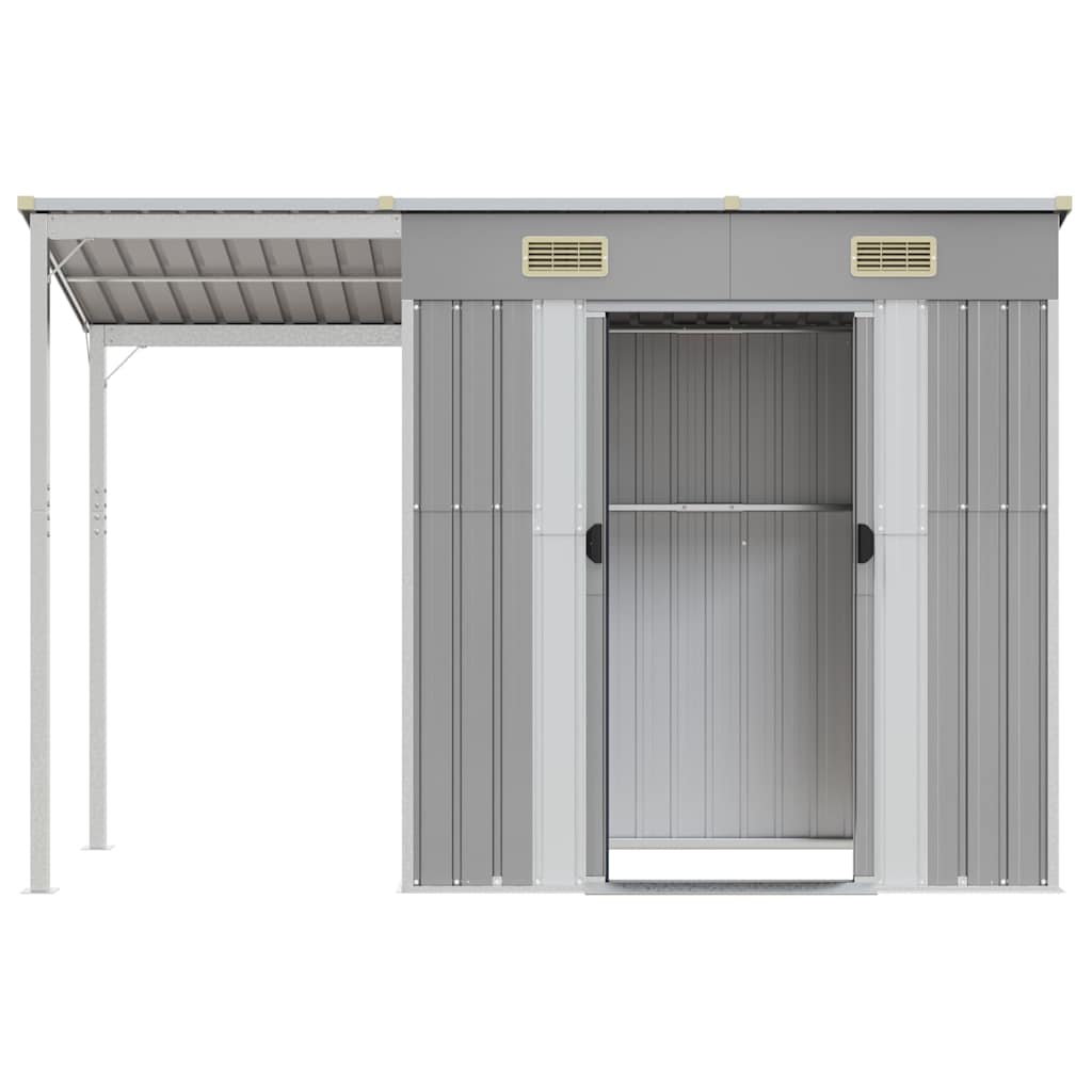 Sodo sandėliukas su prailgintu stogu, šviesiai pilkas, 277x107x181cm, plienas Sodo sandėliukas su prailgintu stogu, šviesiai pilkas, 277x107x181cm, plienas - Image 4