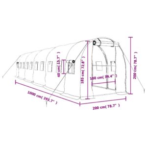 Šiltnamis su plieno rėmu, žalios spalvos, 10x2x2m, 20m²