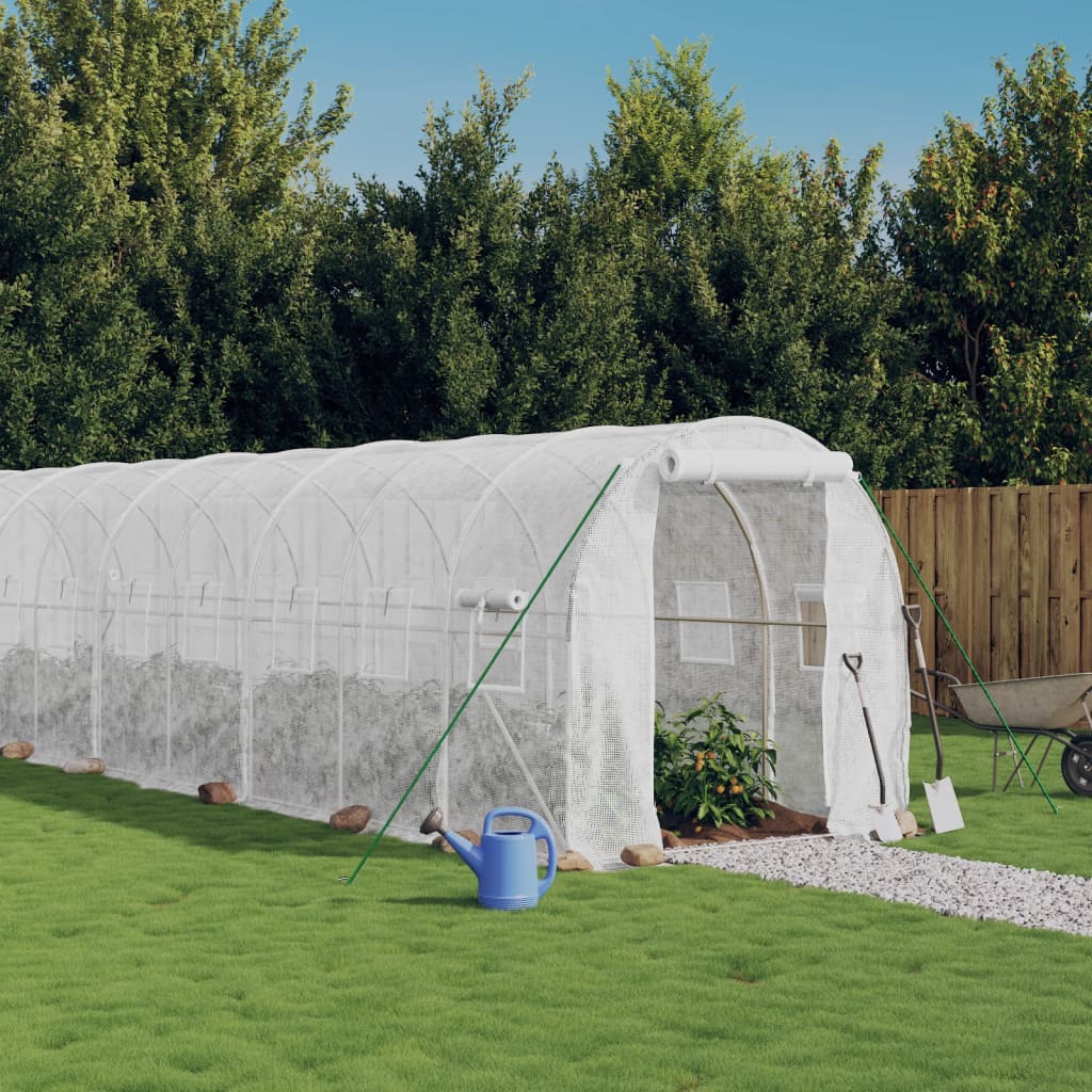 Šiltnamis su plieno rėmu, baltos spalvos, 10x2x2m, 20m² Šiltnamis su plieno rėmu, baltos spalvos, 10x2x2m, 20m² - Image 2