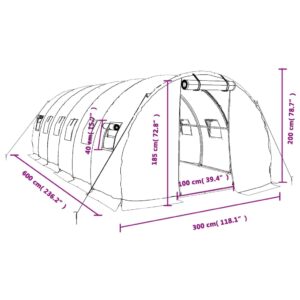 Šiltnamis su plieno rėmu, žalios spalvos, 6x3x2m, 18m²