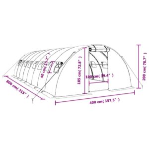 Šiltnamis su plieno rėmu, baltos spalvos, 8x4x2m, 32m²