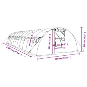 Šiltnamis su plieno rėmu, baltos spalvos, 12x4x2m, 48m²
