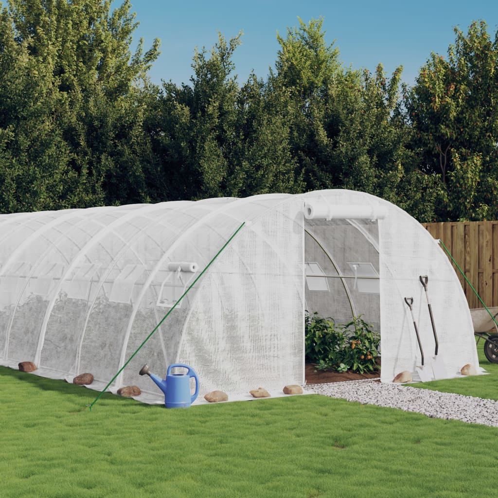 Šiltnamis su plieno rėmu, baltos spalvos, 14x4x2m, 56m² Šiltnamis su plieno rėmu, baltos spalvos, 14x4x2m, 56m² - Image 2