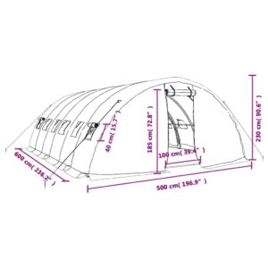 Šiltnamis su plieno rėmu, žalios spalvos, 6x5x2,3m, 30m²