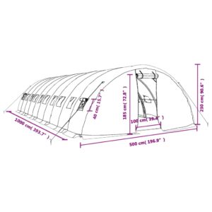 Šiltnamis su plieno rėmu, žalios spalvos, 10x5x2,3m, 50m²