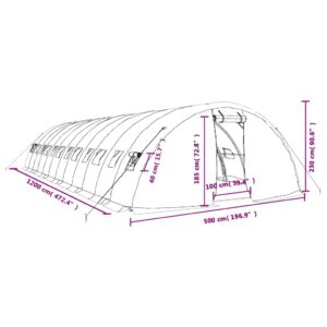 Šiltnamis su plieno rėmu, žalios spalvos, 12x5x2,3m, 60m²