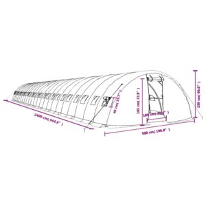 Šiltnamis su plieno rėmu, žalios spalvos, 24x5x2,3m, 120m²