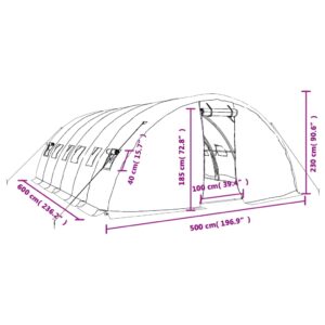Šiltnamis su plieno rėmu, baltos spalvos, 6x5x2,3m, 30m²