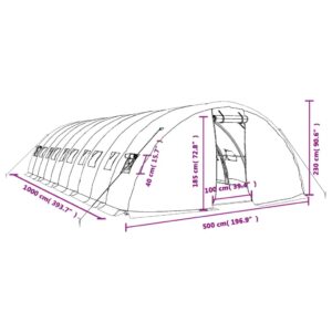 Šiltnamis su plieno rėmu, baltos spalvos, 10x5x2,3m, 50m²