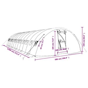 Šiltnamis su plieno rėmu, baltos spalvos, 12x5x2,3m, 60m²