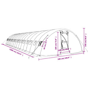 Šiltnamis su plieno rėmu, baltos spalvos, 16x5x2,3m, 80m²