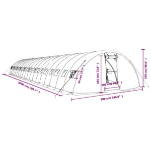 Šiltnamis su plieno rėmu, baltos spalvos, 20x5x2,3m, 100m²