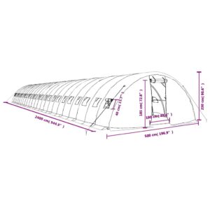 Šiltnamis su plieno rėmu, baltos spalvos, 24x5x2,3m, 120m²