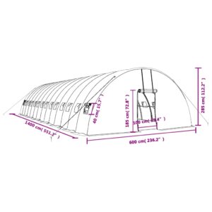 Šiltnamis su plieno rėmu, žalios spalvos, 14x6x2,85m, 84m²