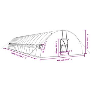 Šiltnamis su plieno rėmu, žalios spalvos, 18x6x2,85m, 108m²